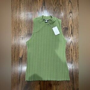 A NEW DAY Women Soft Lightweight Knit PLEATED Shirt/Top Green SZ S